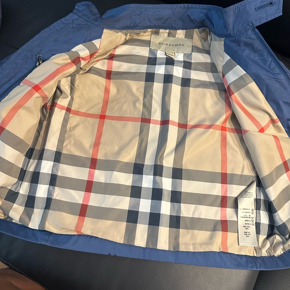 Burberry Kids Blue Jacket with Check Interior